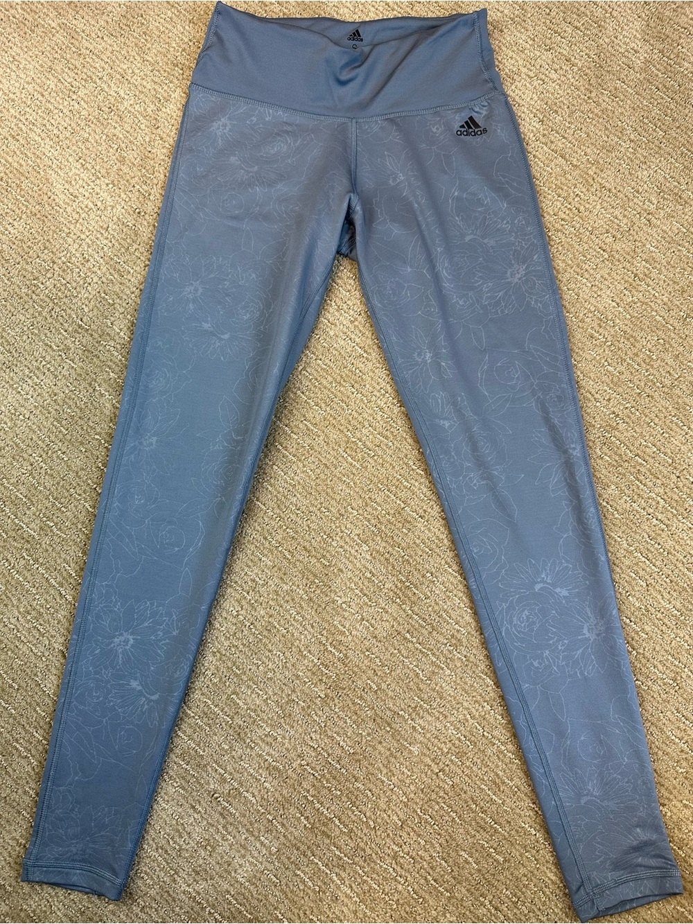 Adidas High Rise Floral Blue Leggings Climalite Training Tights Gym Yoga Sport S